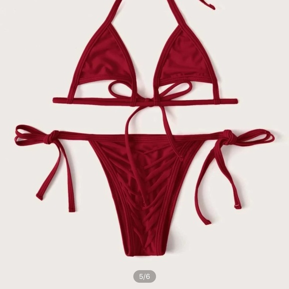 Red Cut out Bathing Suit - Picture 4 of 4